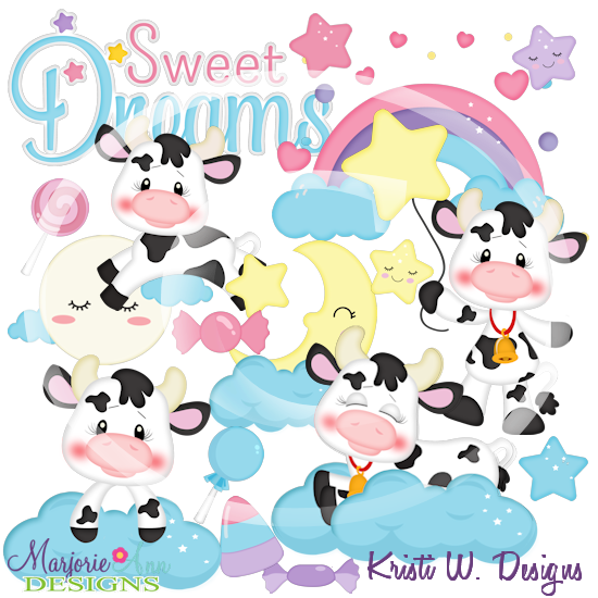 Sweet Dreams Cows SVG Cutting Files Includes Clipart - Click Image to Close